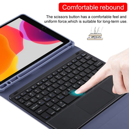TG-102BC Clavier Bluetooth détachable noir + étui en cuir microfibre pour iPad 10,2 pouces / iPad Air (2019), avec pavé tactile et fente et support pour stylet, TG-102BC