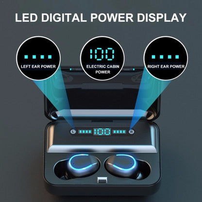 F9-5 Intelligent Noise Cancelling Touch Bluetooth Earphone with Charging Box, Supports Three-screen LED Power Display & HD Call & Power Bank & Siri, F9-5 Black, F9-5 White