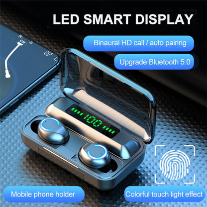 F9-9 TWS CVC8.0 Noise Cancelling Bluetooth Earphone with Charging Box, Support Touch Lighting Effect & Three-screen LED Power Display & Power Bank & Mobile Phone Holder & HD Call & Voice Assistant, F9-9 Black, F9-9 Dark Blue, F9-9 Pink, F9-9 Blue������...