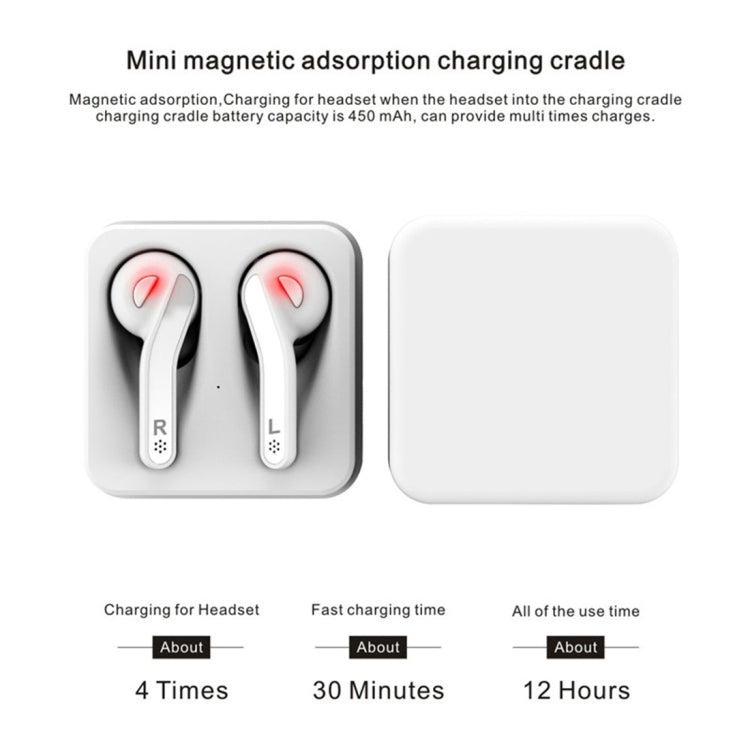 T-88 TWS Bluetooth V5.0 Wireless Stereo Earphones with Magnetic Charging Box