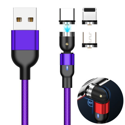2m 2A Output 3 in 1 USB to 8 Pin + USB-C / Type-C + Micro USB Nylon Braided Rotate Magnetic Charging Cable, 2m  3 in 1, 2m 3 in 1