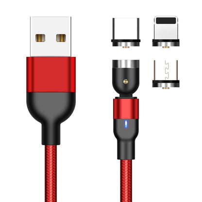 2m 2A Output 3 in 1 USB to 8 Pin + USB-C / Type-C + Micro USB Nylon Braided Rotate Magnetic Charging Cable, 2m  3 in 1, 2m 3 in 1