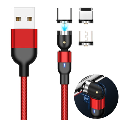 2m 2A Output 3 in 1 USB to 8 Pin + USB-C / Type-C + Micro USB Nylon Braided Rotate Magnetic Charging Cable, 2m  3 in 1, 2m 3 in 1