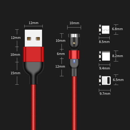 2m 2A Output 3 in 1 USB to 8 Pin + USB-C / Type-C + Micro USB Nylon Braided Rotate Magnetic Charging Cable, 2m  3 in 1, 2m 3 in 1