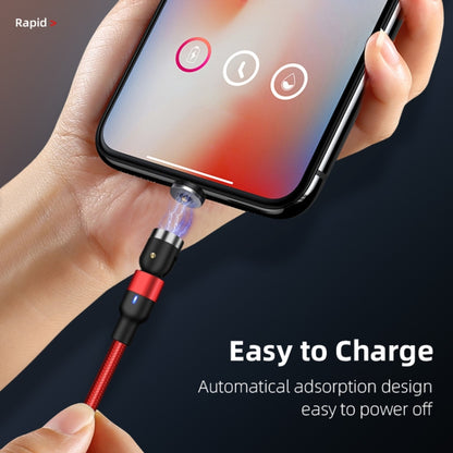 2m 2A Output 3 in 1 USB to 8 Pin + USB-C / Type-C + Micro USB Nylon Braided Rotate Magnetic Charging Cable, 2m  3 in 1, 2m 3 in 1