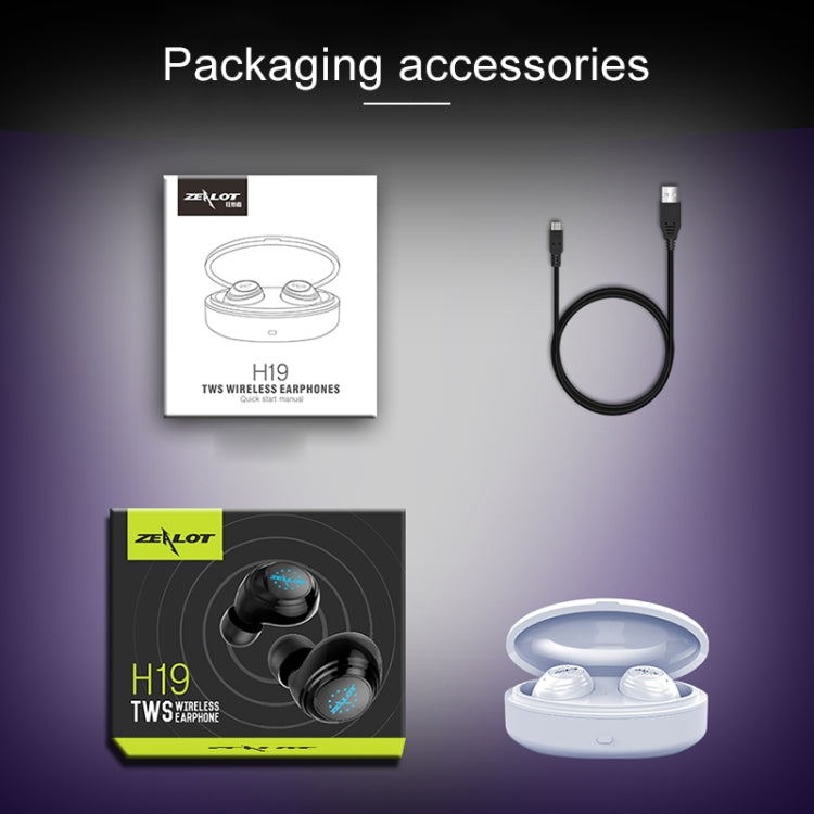 ZEALOT H19 TWS Bluetooth 5.0 Touch Wireless Bluetooth Earphone with Magnetic Charging Box, Support HD Call & Bluetooth Automatic Connection, H19