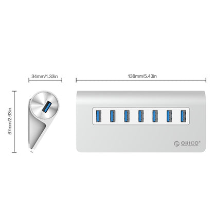 ORICO M3H7-V1 Aluminum Alloy 7 USB 3.0 Ports HUB with 30W Power Adapter, M3H7-V1
