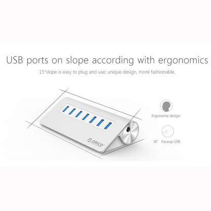 ORICO M3H7-V1 Aluminum Alloy 7 USB 3.0 Ports HUB with 30W Power Adapter, M3H7-V1