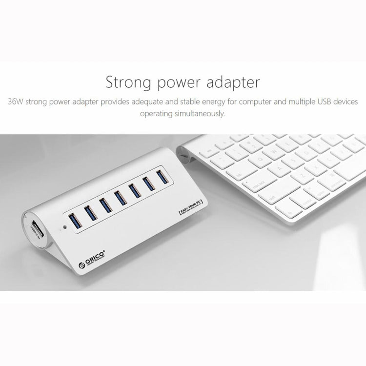 ORICO M3H7-V1 Aluminum Alloy 7 USB 3.0 Ports HUB with 30W Power Adapter, M3H7-V1