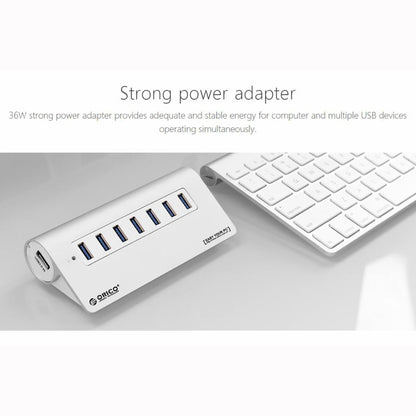 ORICO M3H7-V1 Aluminum Alloy 7 USB 3.0 Ports HUB with 30W Power Adapter, M3H7-V1