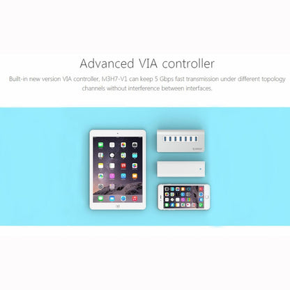 ORICO M3H7-V1 Aluminum Alloy 7 USB 3.0 Ports HUB with 30W Power Adapter, M3H7-V1