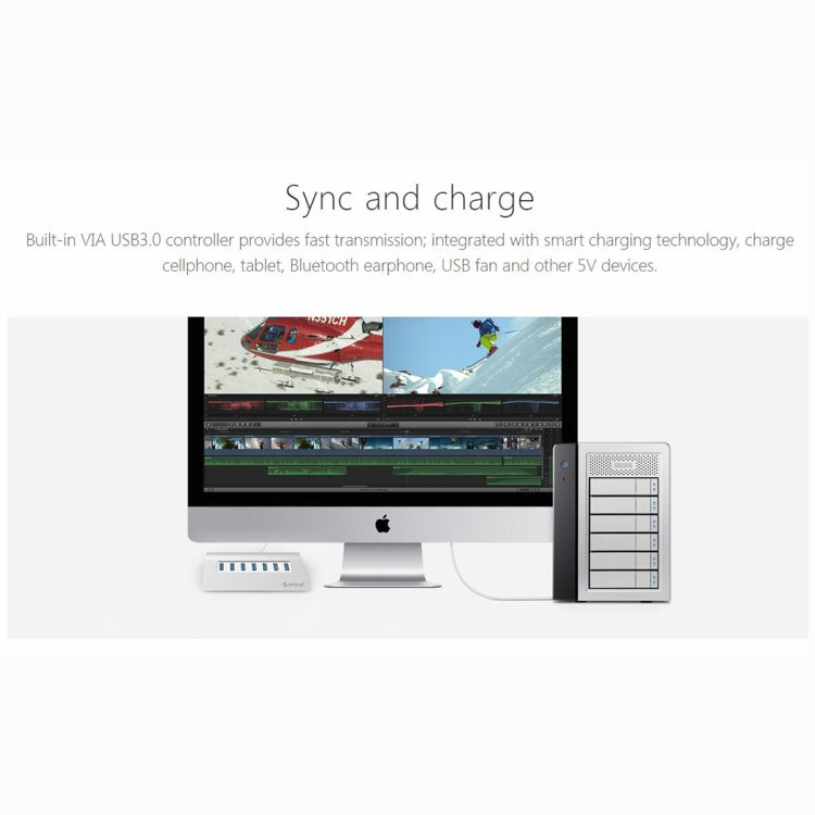 ORICO M3H7-V1 Aluminum Alloy 7 USB 3.0 Ports HUB with 30W Power Adapter, M3H7-V1