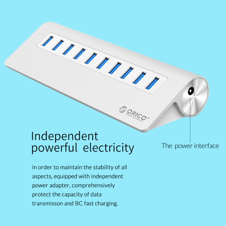 ORICO M3H10-U3-V2 Aluminum Alloy 10 USB 3.0 Ports HUB, M3H10-U3-V2