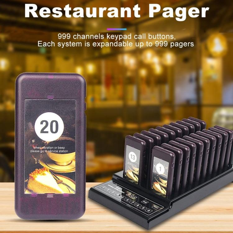 Système d'appel sans fil QC100 999 pour restaurant, avec 20 bipeurs de type soucoupe, prise US