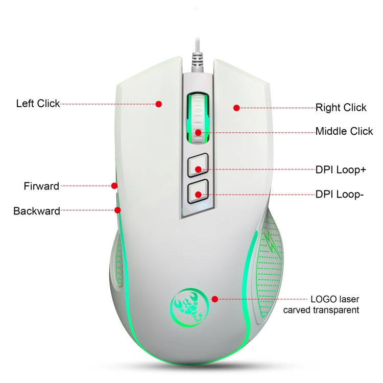 HXSJ X100 7-buttons 3600 DPI Cool Glowing Wired Gaming Mouse, Cable Length: 1.5m