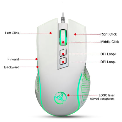 HXSJ X100 7-buttons 3600 DPI Cool Glowing Wired Gaming Mouse, Cable Length: 1.5m