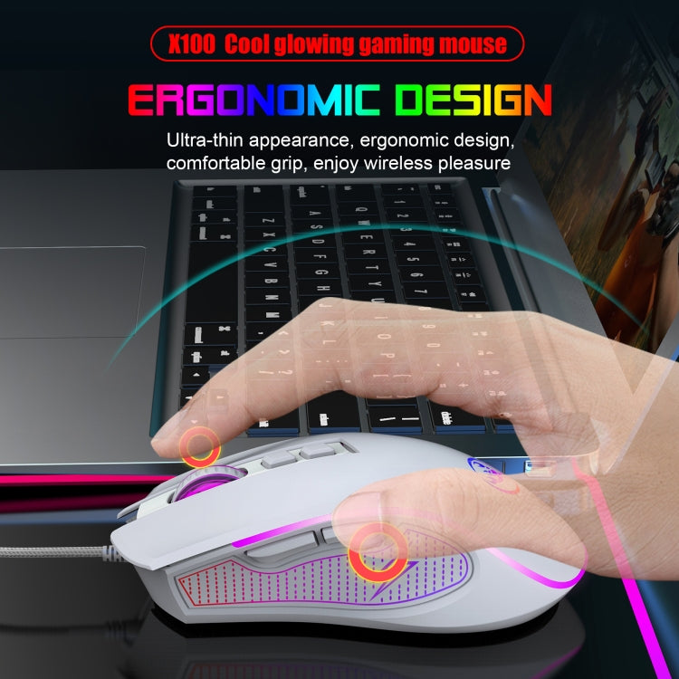 HXSJ X100 7-buttons 3600 DPI Cool Glowing Wired Gaming Mouse, Cable Length: 1.5m