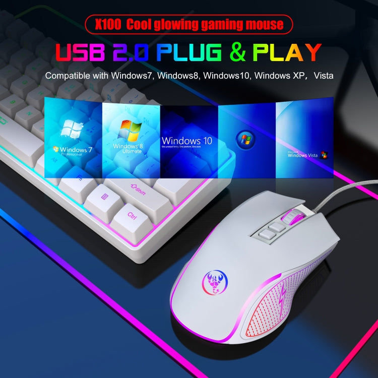 HXSJ X100 7-buttons 3600 DPI Cool Glowing Wired Gaming Mouse, Cable Length: 1.5m
