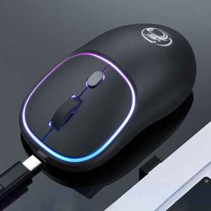 iMICE W-618 Rechargeable 4 Buttons 1600 DPI 2.4GHz Bluetooth Silent Wireless Mouse for Computer PC Laptop, W-618 2.4GHz & Bluetooth