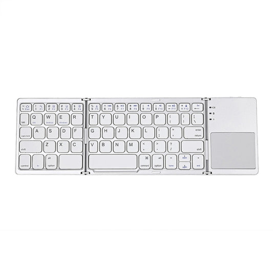 B033 Rechargeable 3-Folding 64 Keys Bluetooth Wireless Keyboard with Touchpad, 3-Folding 64 Keys with Touchpad White, 3-Folding 64 Keys with Touchpad Black