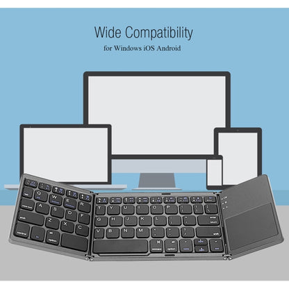 B033 Rechargeable 3-Folding 64 Keys Bluetooth Wireless Keyboard with Touchpad, 3-Folding 64 Keys with Touchpad White, 3-Folding 64 Keys with Touchpad Black