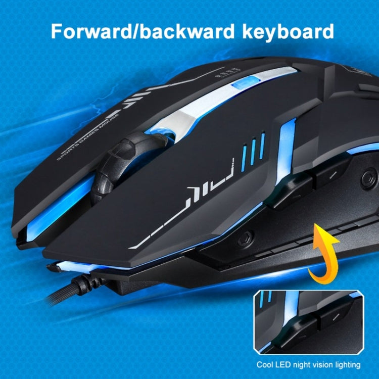 Chasing Leopard V17 USB 2400DPI Four-speed Adjustable Line Pattern Wired Optical Gaming Mouse with LED Breathing Light, Length: 1.45m, V17 White, V17, V17 Jet Black
