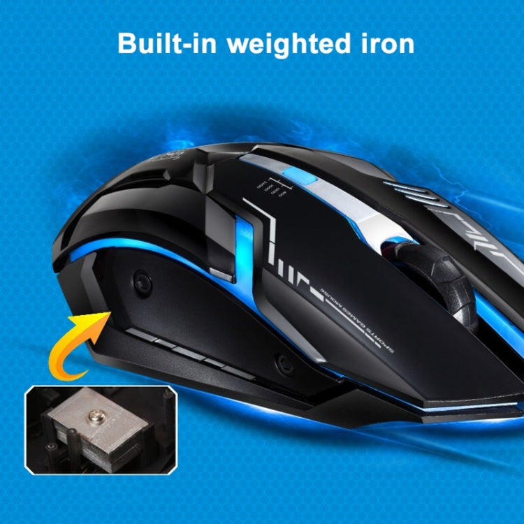 Chasing Leopard V17 USB 2400DPI Four-speed Adjustable Line Pattern Wired Optical Gaming Mouse with LED Breathing Light, Length: 1.45m, V17 White, V17, V17 Jet Black