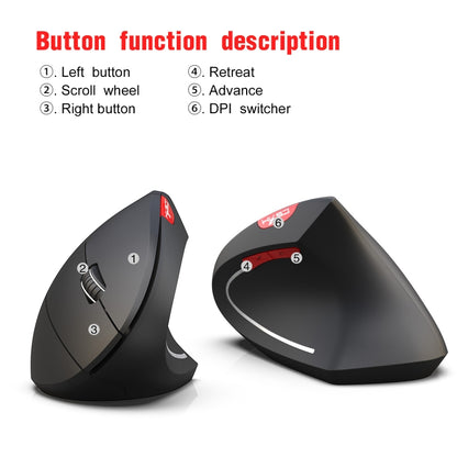 HXSJ T29 Bluetooth 3.0 Wireless Bluetooth 6-Keys 2400 DPI Adjustable Ergonomics Optical Vertical Mouse, 6 Buttons T29 Black, 6 Buttons T29 Grey