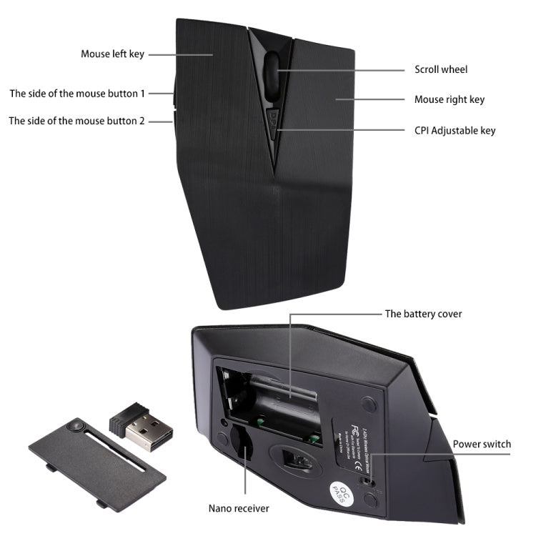 2.4GHz USB Receiver Adjustable 1200 DPI Wireless Optical Mouse for Computer PC Laptop