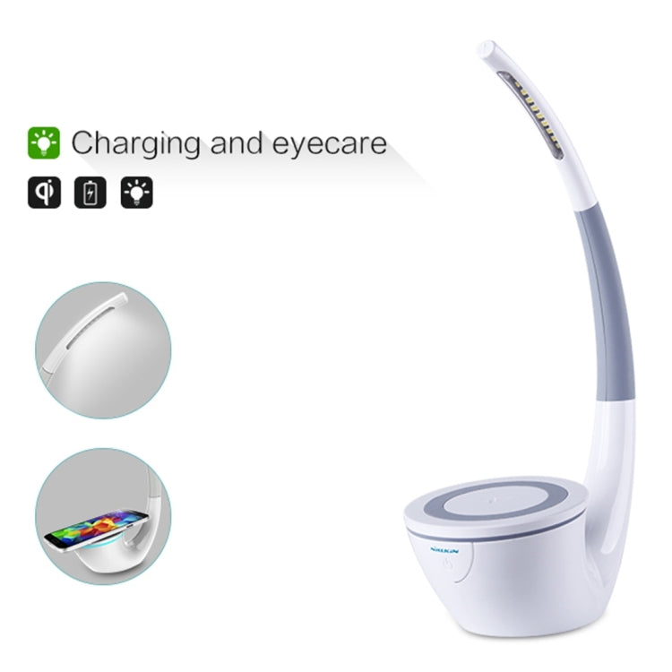 NILLKIN 2 in 1 QI Standard Smart Recognition 1A 5W Wireless Charger + LED Light Lamp with USB Charging Port Indicator, 2 in 1