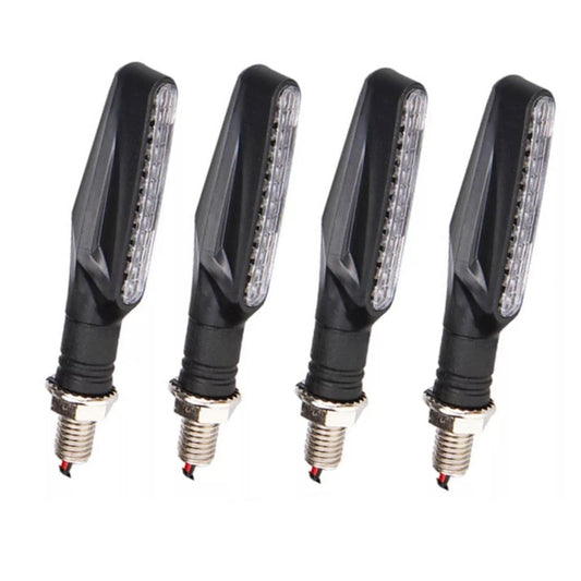 4 قطع من إشارات الانعطاف للدراجات النارية تعمل بجهد 12 فولت تيار مستمر، مزودة بـ 12 مصباح LED (ضوء أصفر)، 12 مصباح LED