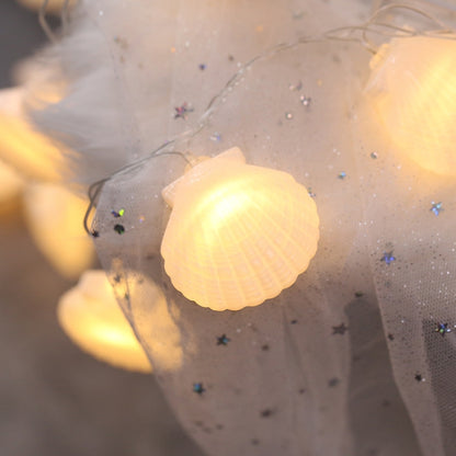 20 LED Guirlande Lumineuse Décorative Style Adolescent, Forme Coquillage, Lumière Chaude pour Noël, Mariage, Chambre