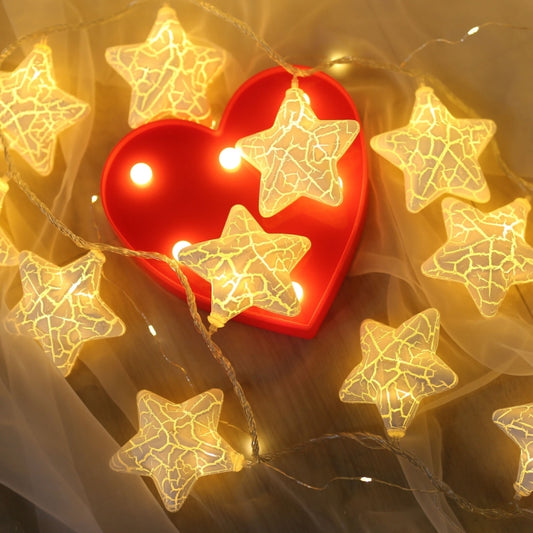 20 LED Guirlande Lumineuse Noël Décorative Style Adolescent, Chambre à Coucher, Mariage, Étoile Fissurée, Lumière Chaude