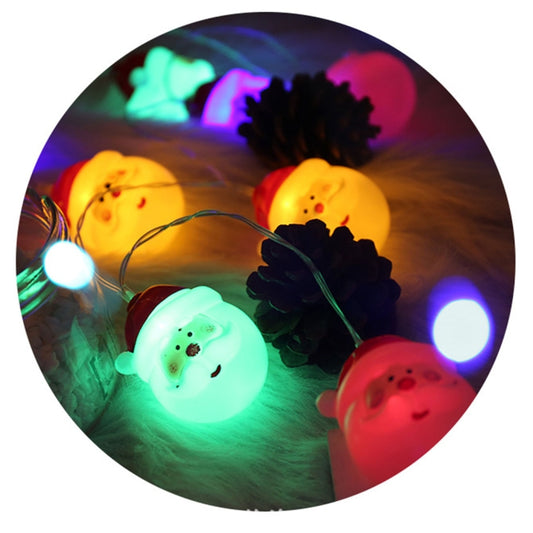 10 LED guirlandes lumineuses décoratives féériques de 1,5 m à piles (2 piles AA) en forme de Père Noël, multicolores ou blanc chaud, pour Noël, fêtes, chambre
