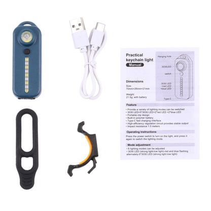 W-014 6 Lamp Beads USB-C / Type-C Rechargeable Red and Blue Warning Bicycle Tail Light, 6 Lamp Beads