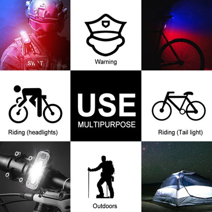 W-014 6 Lamp Beads USB-C / Type-C Rechargeable Red and Blue Warning Bicycle Tail Light, 6 Lamp Beads