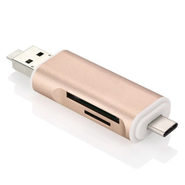 3 in 1 Type-c & Micro USB & USB 2.0 3 Ports SD / TF Card Reader for OTG Enabled Smartphones / PC