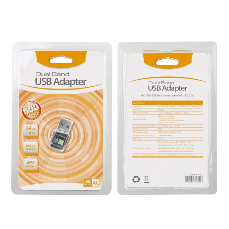 Adaptateur WIFI USB double bande AC 600 Mbps