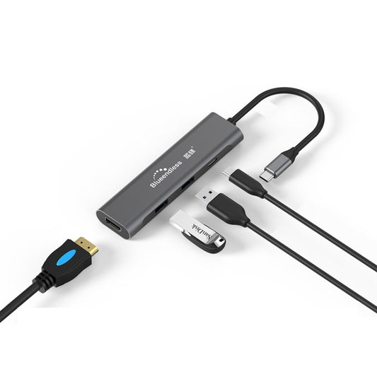 Blueendless 4 In 1 Multi-function Type-C / USB-C to HDMI + PD + Dual USB 3.0 HUB Expansion Dock, 4 In 1 HDMI + PD + Dual USB 3.0