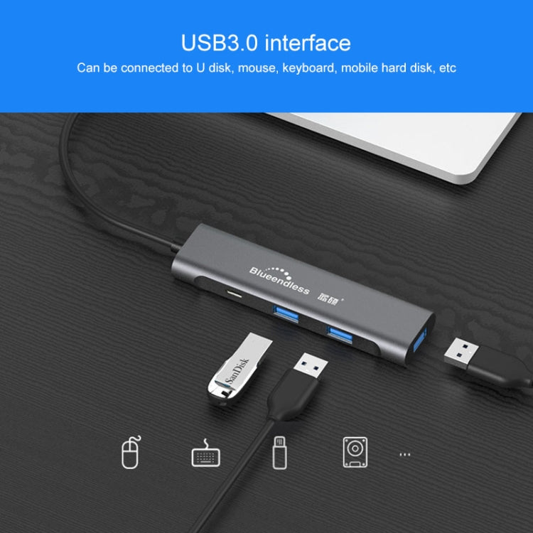Blueendless 4 In 1 Multi-function Type-C / USB-C to HDMI + PD + Dual USB 3.0 HUB Expansion Dock, 4 In 1 HDMI + PD + Dual USB 3.0