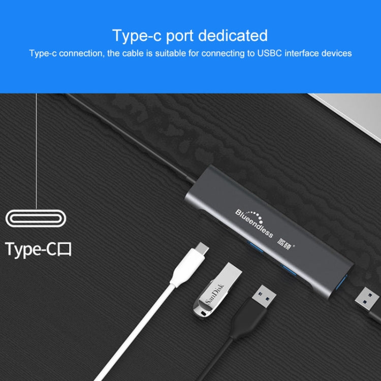 Blueendless 4 In 1 Multi-function Type-C / USB-C to HDMI + PD + Dual USB 3.0 HUB Expansion Dock, 4 In 1 HDMI + PD + Dual USB 3.0