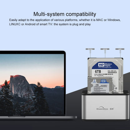 Station d'accueil pour disque dur Blueendless 2,5 / 3,5 pouces SATA USB 3.0 2 baies avec copie hors ligne