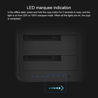 Station d'accueil pour disque dur Blueendless 2,5 / 3,5 pouces SATA USB 3.0 2 baies avec copie hors ligne