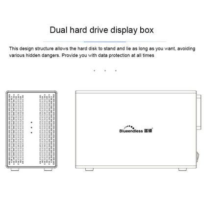 Blueendless USB-B Interface 3.5 inch 2 Bay RAID Combination Array HDD External Enclosure, USB-B