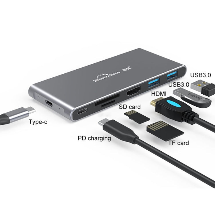 Blueendless 6 In 1 Multi-function Type-C / USB-C HUB Expansion Dock M.2 NGFF Solid State Drive, 6 In 1