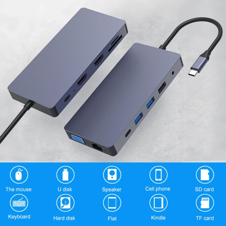 Blueendless 12 In 1 Multi-function Type-C / USB-C HUB Expansion Dock, 12 In 1