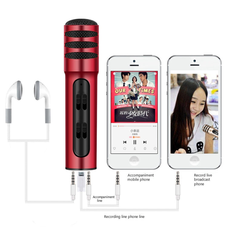 BGN-C7 Condenser Microphone Dual Mobile Phone Karaoke Live Singing Microphone Built-in Sound Card