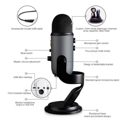 Logitech Blue Yeti USB Condenser Microphone, Blue Yeti(Blue), Blue Yeti(Silver), Blue Yeti(Black)