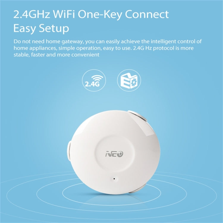 NEO NAS-WS02W Capteur d'eau et détecteur d'inondation WiFi, compatible avec les systèmes Android / IOS, Détecteur d'inondation WiFi WS02W
