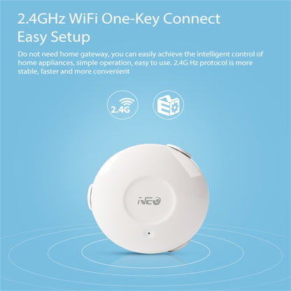 NEO NAS-WS02W Capteur d'eau et détecteur d'inondation WiFi, compatible avec les systèmes Android / IOS, Détecteur d'inondation WiFi WS02W